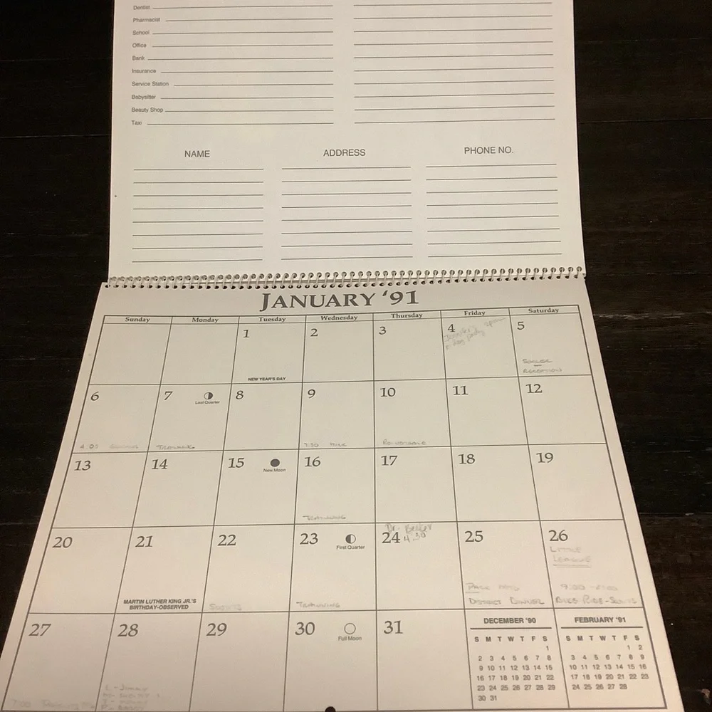 1990 Calendar Bears Cleo Used